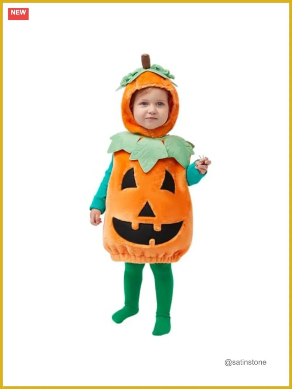 Toddler Pumpkin Halloween Costume with Hood Zipper Polyester